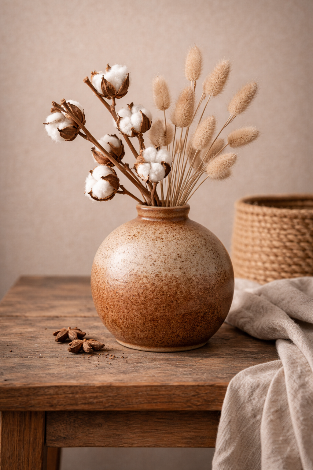 Bình Hoa Gốm Mộc - Dáng "Tĩnh"