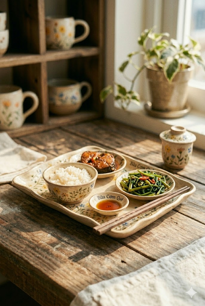 Khay Chữ Nhật - "Bữa Cơm Quê"